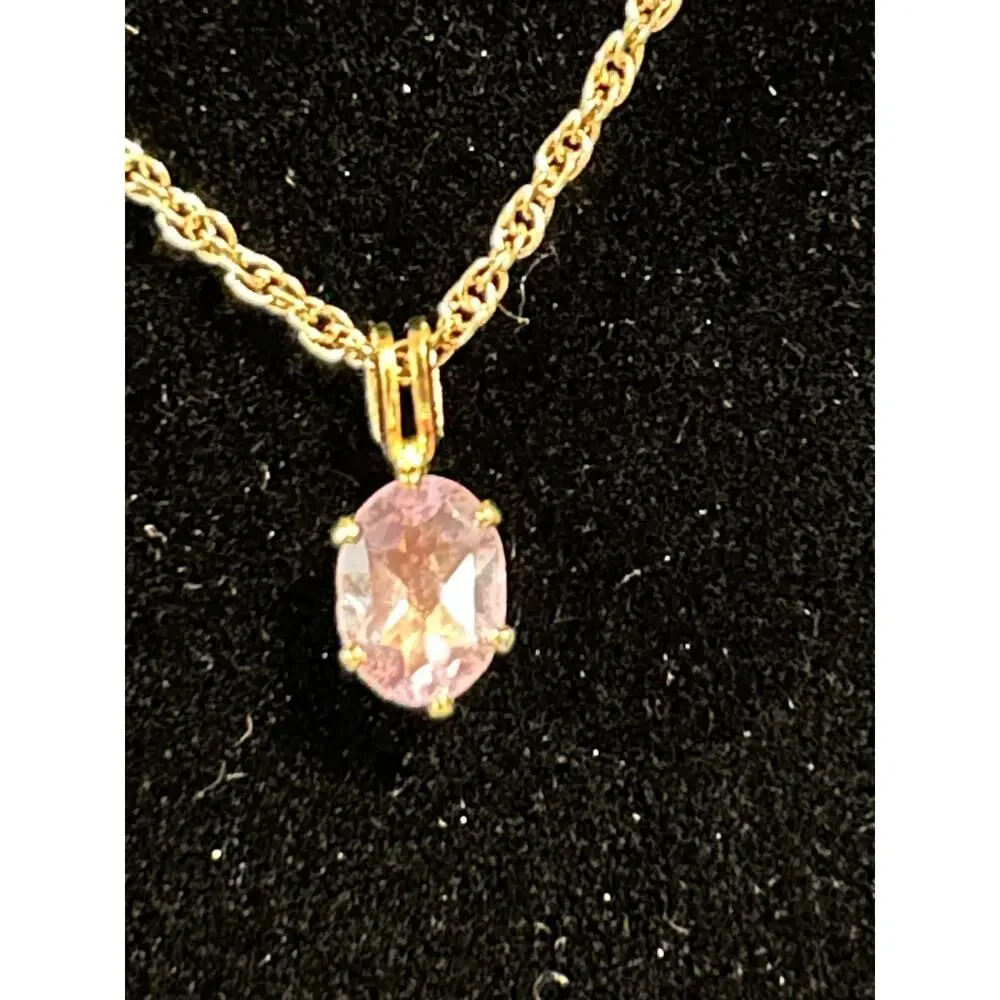 Gold Tone Cushion Oval Amethyst Pendant Necklace 18